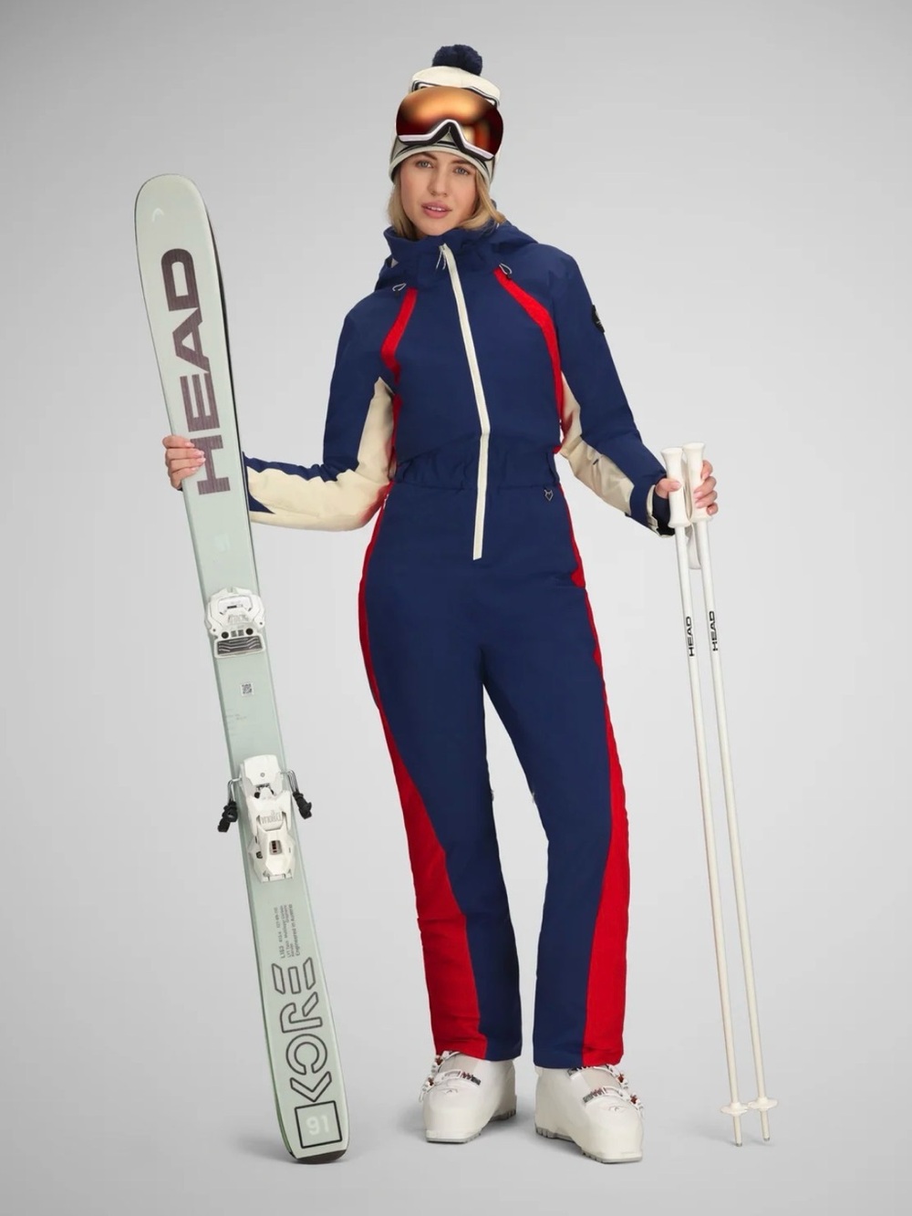 Obermeyer Navy Ski Jacket with Red and Cream Accents